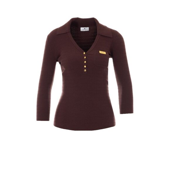 Elisabetta Franchi Women Micro-Braid Knitted Polo Shirt